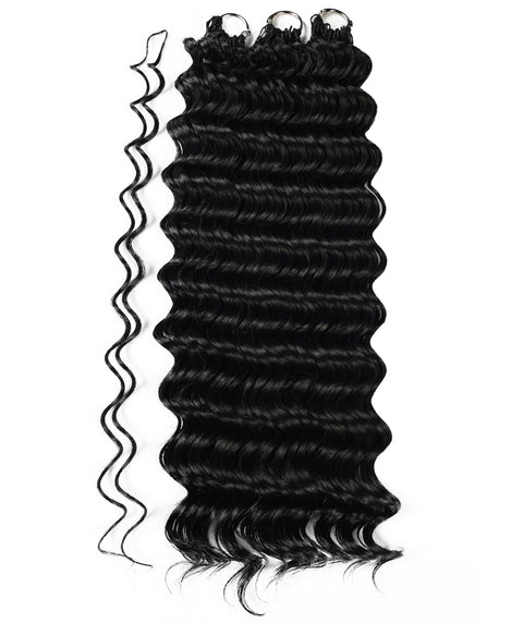 LUXLUXE Deep Wave Synthetic Crochet Hair Extensions – Available in 14"  78g 18" 100g & 22" 120g Pre Separated 100 Strands Feather Hairpiece
