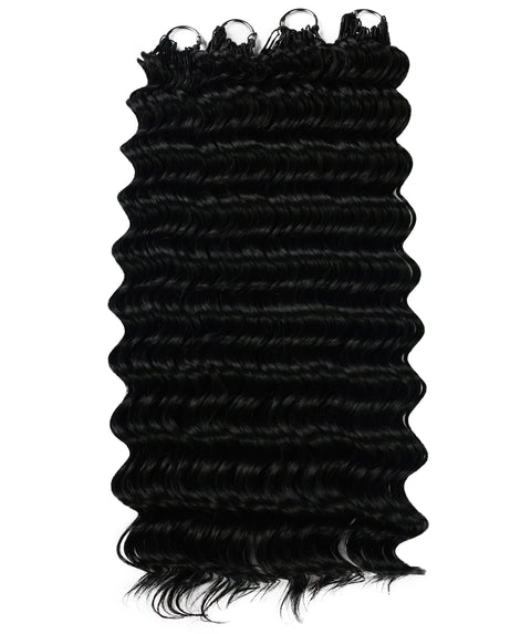 LUXLUXE Deep Wave Synthetic Crochet Hair Extensions – Available in 14"  78g 18" 100g & 22" 120g Pre Separated 100 Strands Feather Hairpiece