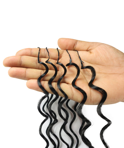 LUXLUXE Deep Wave Synthetic Crochet Hair Extensions – Available in 14"  78g 18" 100g & 22" 120g Pre Separated 100 Strands Feather Hairpiece