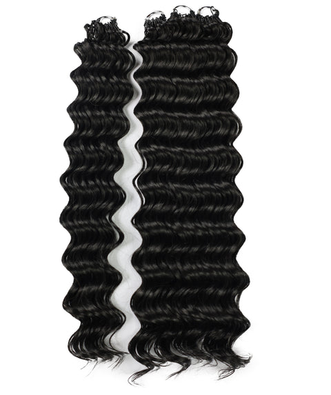 LUXLUXE Deep Wave Synthetic Crochet Hair Extensions – Available in 14"  78g 18" 100g & 22" 120g Pre Separated 100 Strands Feather Hairpiece