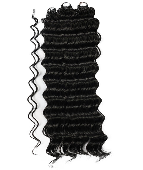 LUXLUXE Deep Wave Synthetic Crochet Hair Extensions – Available in 14"  78g 18" 100g & 22" 120g Pre Separated 100 Strands Feather Hairpiece