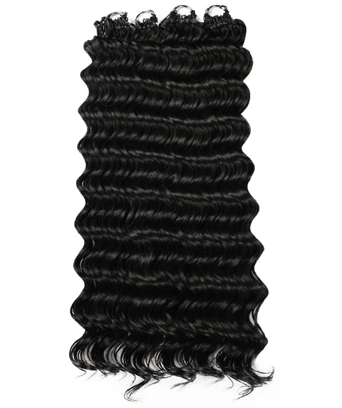 LUXLUXE Deep Wave Synthetic Crochet Hair Extensions – Available in 14"  78g 18" 100g & 22" 120g Pre Separated 100 Strands Feather Hairpiece
