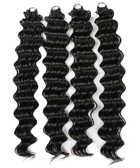 LUXLUXE Deep Wave Synthetic Crochet Hair Extensions – Available in 14"  78g 18" 100g & 22" 120g Pre Separated 100 Strands Feather Hairpiece