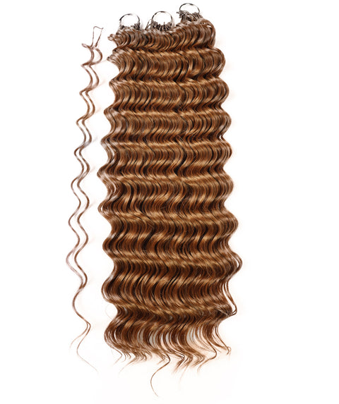 LUXLUXE Deep Wave Synthetic Crochet Hair Extensions – Available in 14"  78g 18" 100g & 22" 120g Pre Separated 100 Strands Feather Hairpiece