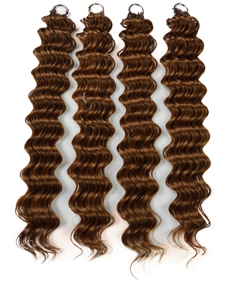 LUXLUXE Deep Wave Synthetic Crochet Hair Extensions – Available in 14"  78g 18" 100g & 22" 120g Pre Separated 100 Strands Feather Hairpiece