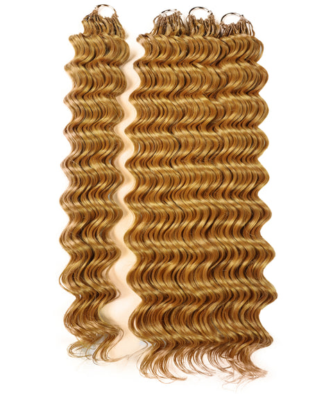 LUXLUXE Deep Wave Synthetic Crochet Hair Extensions – Available in 14"  78g 18" 100g & 22" 120g Pre Separated 100 Strands Feather Hairpiece
