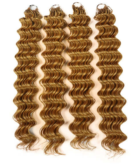 LUXLUXE Deep Wave Synthetic Crochet Hair Extensions – Available in 14"  78g 18" 100g & 22" 120g Pre Separated 100 Strands Feather Hairpiece