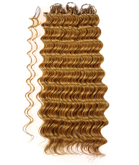 LUXLUXE Deep Wave Synthetic Crochet Hair Extensions – Available in 14"  78g 18" 100g & 22" 120g Pre Separated 100 Strands Feather Hairpiece