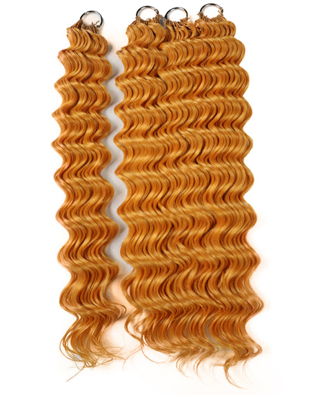 LUXLUXE Deep Wave Synthetic Crochet Hair Extensions – Available in 14"  78g 18" 100g & 22" 120g Pre Separated 100 Strands Feather Hairpiece