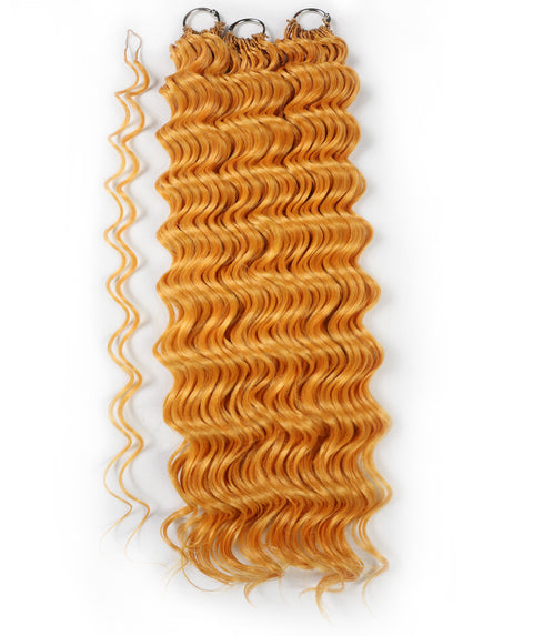 LUXLUXE Deep Wave Synthetic Crochet Hair Extensions – Available in 14"  78g 18" 100g & 22" 120g Pre Separated 100 Strands Feather Hairpiece