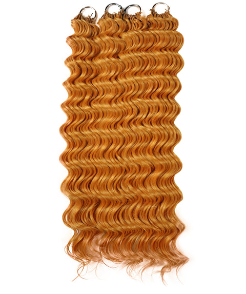 LUXLUXE Deep Wave Synthetic Crochet Hair Extensions – Available in 14"  78g 18" 100g & 22" 120g Pre Separated 100 Strands Feather Hairpiece
