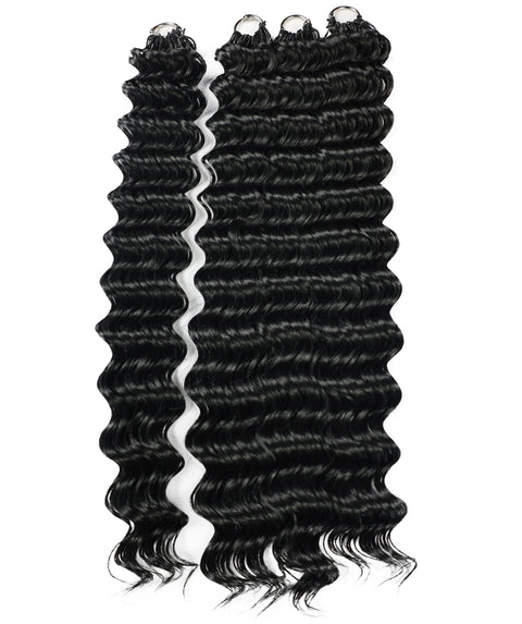 LUXLUXE Deep Wave Synthetic Crochet Hair Extensions – Available in 14"  78g 18" 100g & 22" 120g Pre Separated 100 Strands Feather Hairpiece