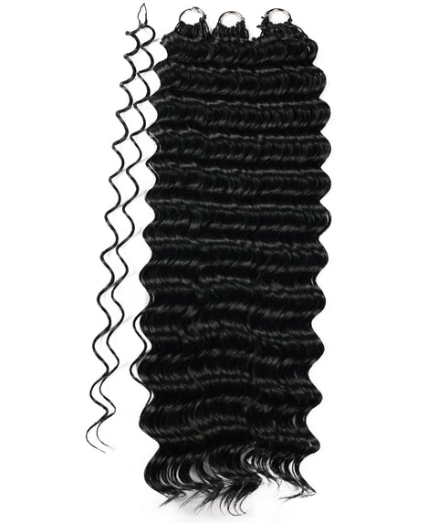 LUXLUXE Deep Wave Synthetic Crochet Hair Extensions – Available in 14"  78g 18" 100g & 22" 120g Pre Separated 100 Strands Feather Hairpiece
