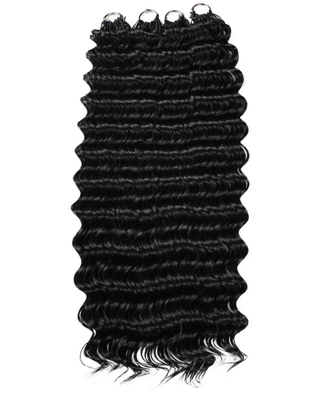 LUXLUXE Deep Wave Synthetic Crochet Hair Extensions – Available in 14"  78g 18" 100g & 22" 120g Pre Separated 100 Strands Feather Hairpiece