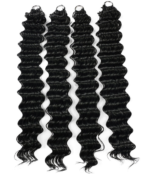 LUXLUXE Deep Wave Synthetic Crochet Hair Extensions – Available in 14"  78g 18" 100g & 22" 120g Pre Separated 100 Strands Feather Hairpiece