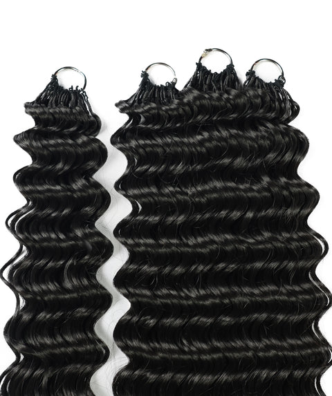 LUXLUXE Deep Wave Synthetic Crochet Hair Extensions – Available in 14"  78g 18" 100g & 22" 120g Pre Separated 100 Strands Feather Hairpiece