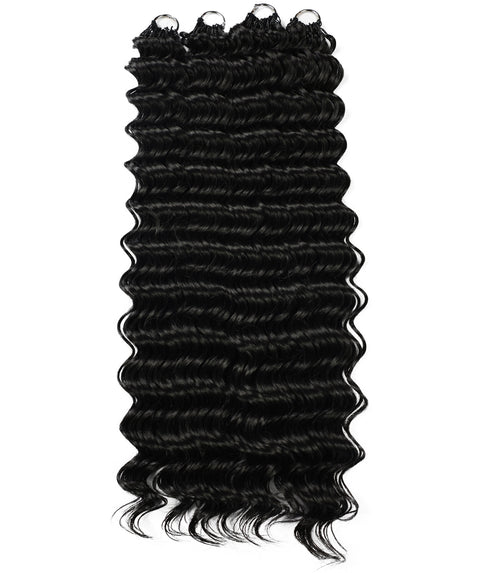 LUXLUXE Deep Wave Synthetic Crochet Hair Extensions – Available in 14"  78g 18" 100g & 22" 120g Pre Separated 100 Strands Feather Hairpiece