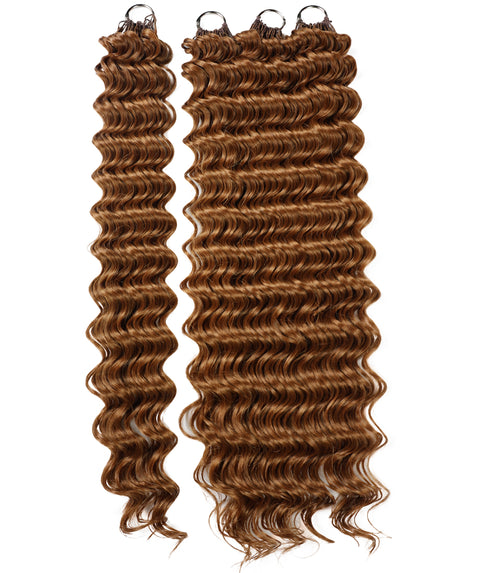 LUXLUXE Deep Wave Synthetic Crochet Hair Extensions – Available in 14"  78g 18" 100g & 22" 120g Pre Separated 100 Strands Feather Hairpiece