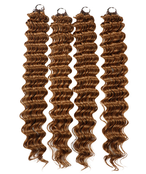 LUXLUXE Deep Wave Synthetic Crochet Hair Extensions – Available in 14"  78g 18" 100g & 22" 120g Pre Separated 100 Strands Feather Hairpiece