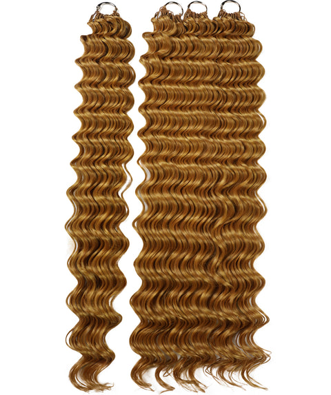 LUXLUXE Deep Wave Synthetic Crochet Hair Extensions – Available in 14"  78g 18" 100g & 22" 120g Pre Separated 100 Strands Feather Hairpiece