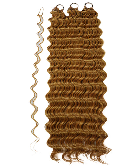 LUXLUXE Deep Wave Synthetic Crochet Hair Extensions – Available in 14"  78g 18" 100g & 22" 120g Pre Separated 100 Strands Feather Hairpiece