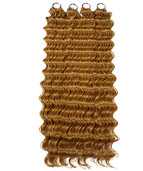 LUXLUXE Deep Wave Synthetic Crochet Hair Extensions – Available in 14"  78g 18" 100g & 22" 120g Pre Separated 100 Strands Feather Hairpiece