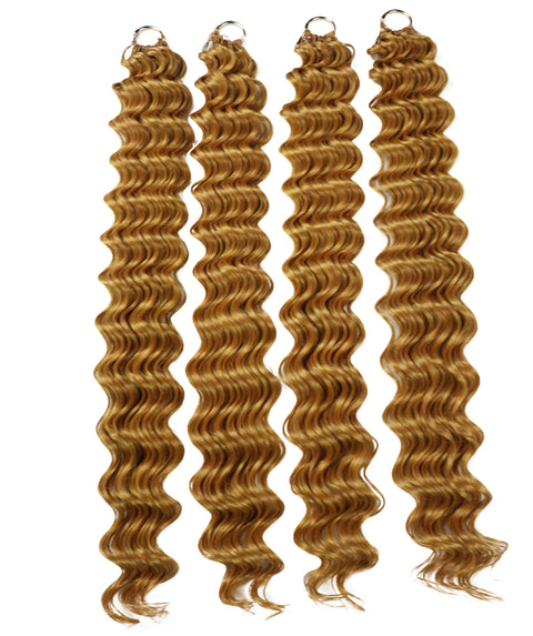 LUXLUXE Deep Wave Synthetic Crochet Hair Extensions – Available in 14"  78g 18" 100g & 22" 120g Pre Separated 100 Strands Feather Hairpiece