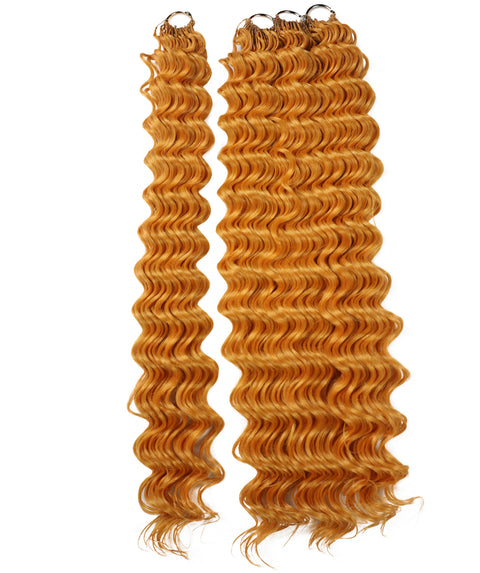LUXLUXE Deep Wave Synthetic Crochet Hair Extensions – Available in 14"  78g 18" 100g & 22" 120g Pre Separated 100 Strands Feather Hairpiece