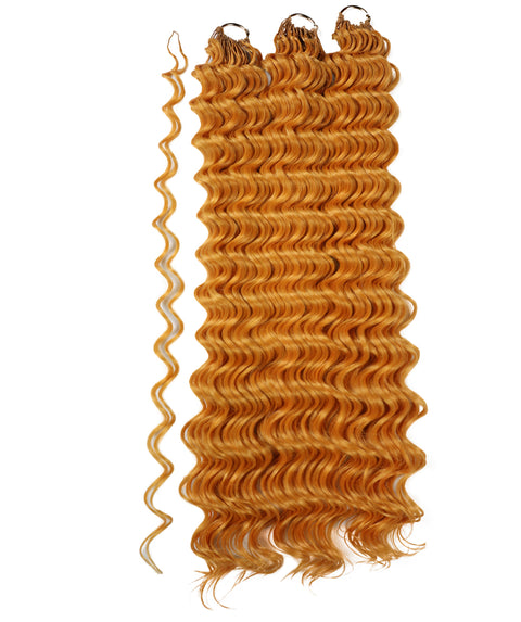 LUXLUXE Deep Wave Synthetic Crochet Hair Extensions – Available in 14"  78g 18" 100g & 22" 120g Pre Separated 100 Strands Feather Hairpiece
