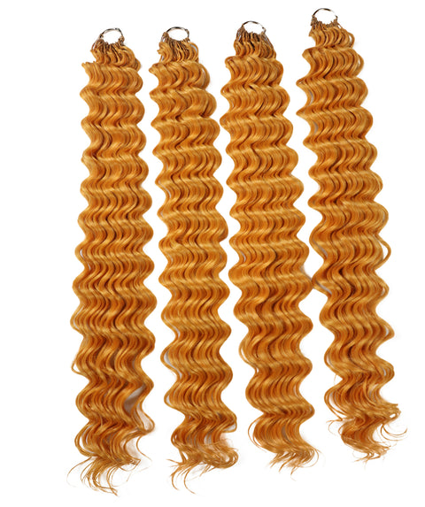 LUXLUXE Deep Wave Synthetic Crochet Hair Extensions – Available in 14"  78g 18" 100g & 22" 120g Pre Separated 100 Strands Feather Hairpiece