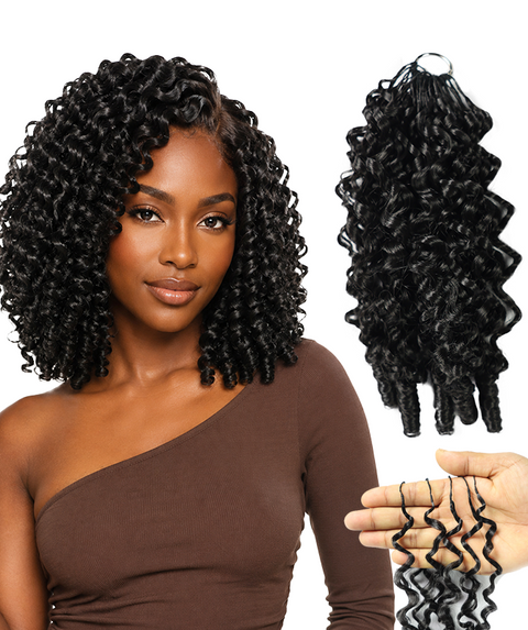 LUXLUXE Burmese Synthetic Crochet Hair Extensions – 14" 78g, 18" 100g, 22" 120g Pre Separated 100 Strands Feather Hairpiece for Soft Curly Protective Styles