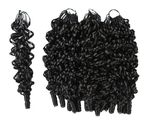 LUXLUXE Burmese Synthetic Crochet Hair Extensions – 14" 78g, 18" 100g, 22" 120g Pre Separated 100 Strands Feather Hairpiece for Soft Curly Protective Styles