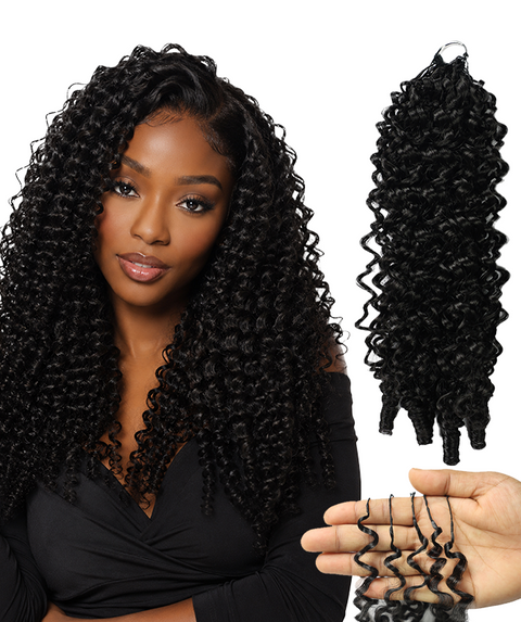LUXLUXE Burmese Synthetic Crochet Hair Extensions – 14" 78g, 18" 100g, 22" 120g Pre Separated 100 Strands Feather Hairpiece for Soft Curly Protective Styles