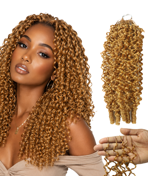 LUXLUXE Burmese Synthetic Crochet Hair Extensions – 14" 78g, 18" 100g, 22" 120g Pre Separated 100 Strands Feather Hairpiece for Soft Curly Protective Styles