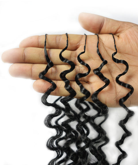 LUXLUXE Burmese Synthetic Crochet Hair Extensions – 14" 78g, 18" 100g, 22" 120g Pre Separated 100 Strands Feather Hairpiece for Soft Curly Protective Styles