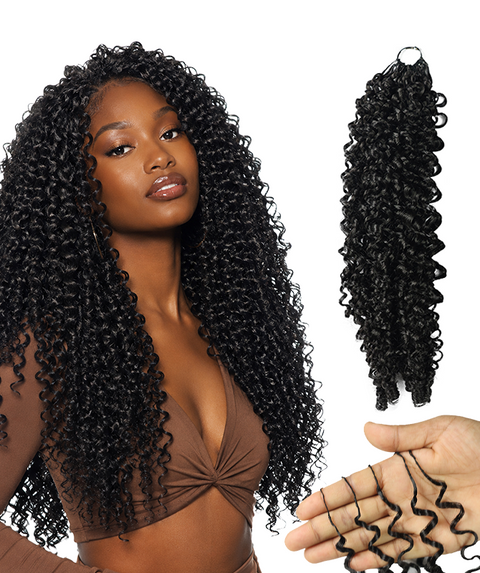 LUXLUXE Burmese Synthetic Crochet Hair Extensions – 14" 78g, 18" 100g, 22" 120g Pre Separated 100 Strands Feather Hairpiece for Soft Curly Protective Styles