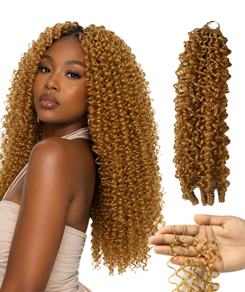 LUXLUXE Burmese Synthetic Crochet Hair Extensions – 14" 78g, 18" 100g, 22" 120g Pre Separated 100 Strands Feather Hairpiece for Soft Curly Protective Styles
