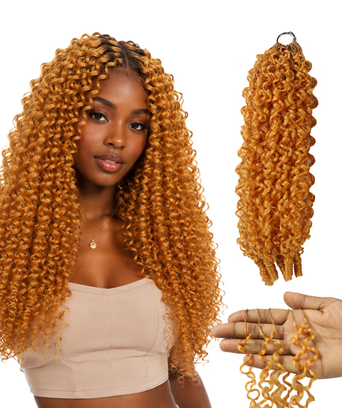 LUXLUXE Burmese Synthetic Crochet Hair Extensions – 14" 78g, 18" 100g, 22" 120g Pre Separated 100 Strands Feather Hairpiece for Soft Curly Protective Styles