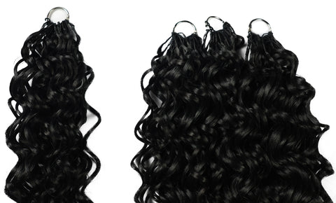 LUXLUXE Hawaiian Synthetic Crochet Hair Extensions – 14" 78g, 18" 100g, 22" 120g  Pre Separated 100 Strands Feather Hairpiece for Curly Protective Styles