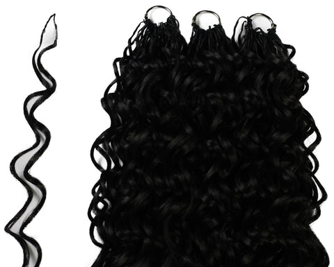LUXLUXE Hawaiian Synthetic Crochet Hair Extensions – 14" 78g, 18" 100g, 22" 120g  Pre Separated 100 Strands Feather Hairpiece for Curly Protective Styles