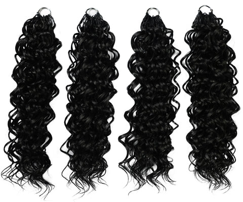 LUXLUXE Hawaiian Synthetic Crochet Hair Extensions – 14" 78g, 18" 100g, 22" 120g  Pre Separated 100 Strands Feather Hairpiece for Curly Protective Styles