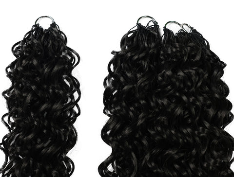 LUXLUXE Hawaiian Synthetic Crochet Hair Extensions – 14" 78g, 18" 100g, 22" 120g  Pre Separated 100 Strands Feather Hairpiece for Curly Protective Styles