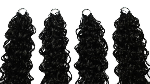 LUXLUXE Hawaiian Synthetic Crochet Hair Extensions – 14" 78g, 18" 100g, 22" 120g  Pre Separated 100 Strands Feather Hairpiece for Curly Protective Styles