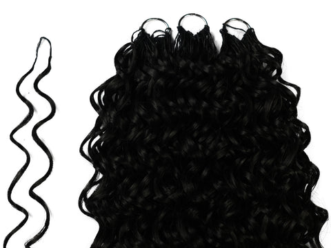 LUXLUXE Hawaiian Synthetic Crochet Hair Extensions – 14" 78g, 18" 100g, 22" 120g  Pre Separated 100 Strands Feather Hairpiece for Curly Protective Styles