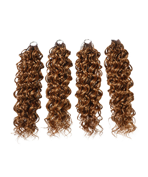LUXLUXE Hawaiian Synthetic Crochet Hair Extensions – 14" 78g, 18" 100g, 22" 120g  Pre Separated 100 Strands Feather Hairpiece for Curly Protective Styles