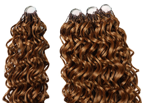 LUXLUXE Hawaiian Synthetic Crochet Hair Extensions – 14" 78g, 18" 100g, 22" 120g  Pre Separated 100 Strands Feather Hairpiece for Curly Protective Styles
