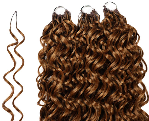 LUXLUXE Hawaiian Synthetic Crochet Hair Extensions – 14" 78g, 18" 100g, 22" 120g  Pre Separated 100 Strands Feather Hairpiece for Curly Protective Styles