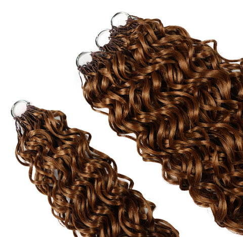 LUXLUXE Hawaiian Synthetic Crochet Hair Extensions – 14" 78g, 18" 100g, 22" 120g  Pre Separated 100 Strands Feather Hairpiece for Curly Protective Styles