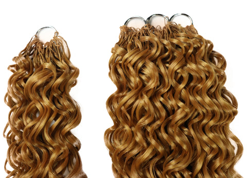 LUXLUXE Hawaiian Synthetic Crochet Hair Extensions – 14" 78g, 18" 100g, 22" 120g  Pre Separated 100 Strands Feather Hairpiece for Curly Protective Styles