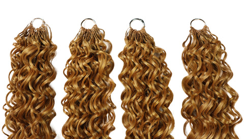LUXLUXE Hawaiian Synthetic Crochet Hair Extensions – 14" 78g, 18" 100g, 22" 120g  Pre Separated 100 Strands Feather Hairpiece for Curly Protective Styles